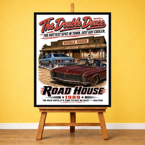 Road house retro design poster - road,